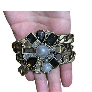 Lia Sophia Gold‎ Athena Pearl/Rhinestone Bracelet